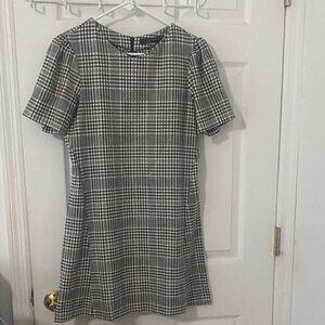 Zara Black and White Plaid Dress M PTP 18.5 67 viscose 31 poly 2 elastane